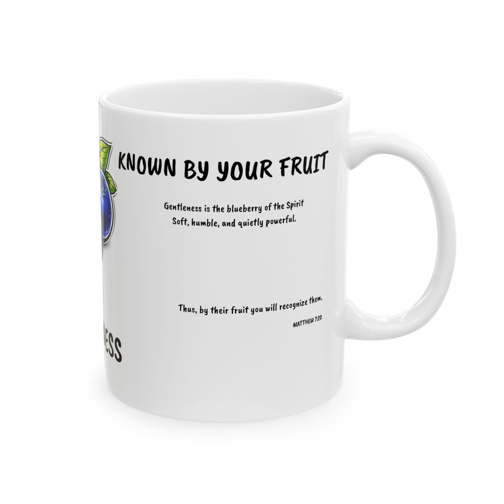 Known By My Fruit  Gentleness/ Blueberry Ceramic Coffee Cup (11oz/15oz)