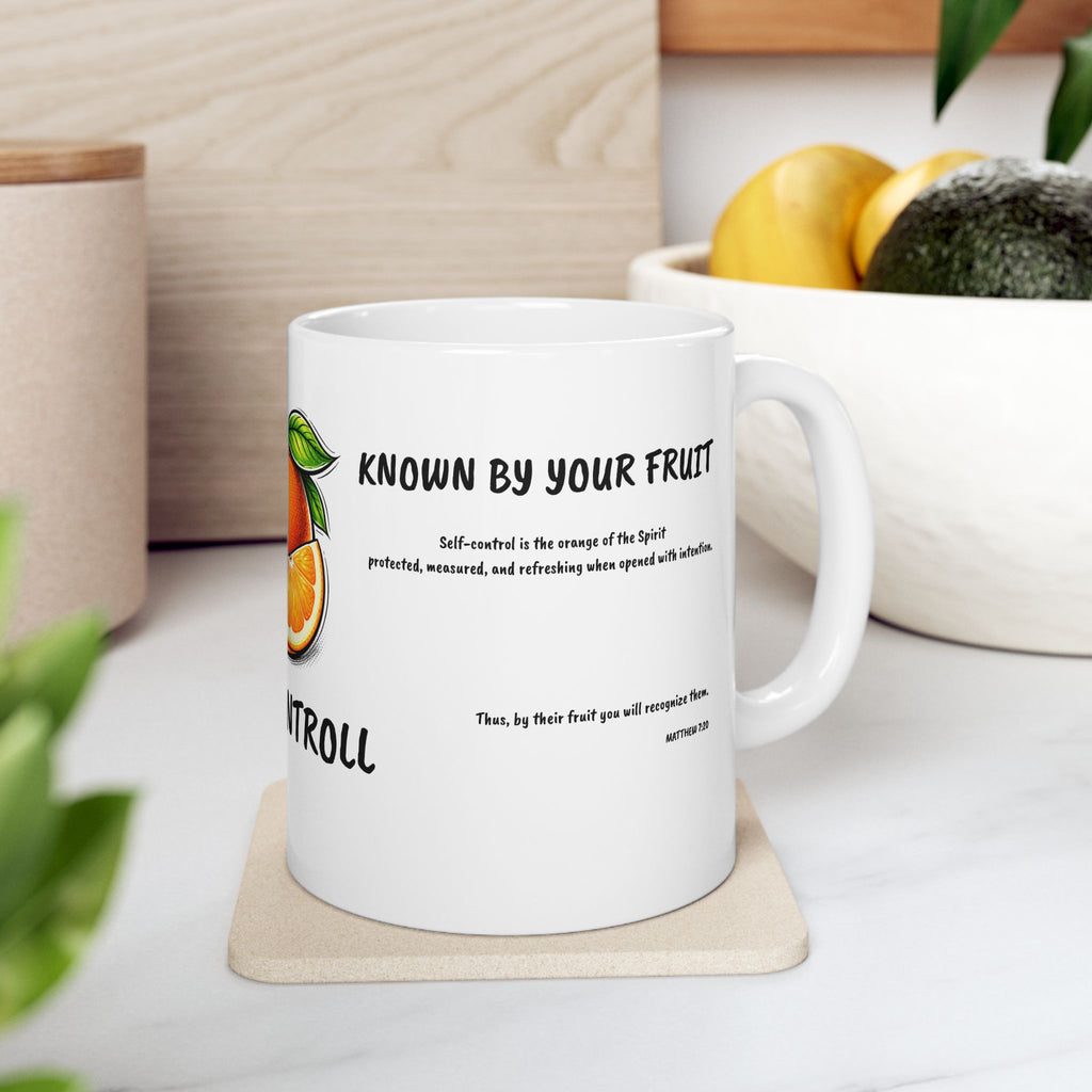 Known By My Fruit  Self Controll/ Orange Ceramic Coffee Cup (11oz/15oz)