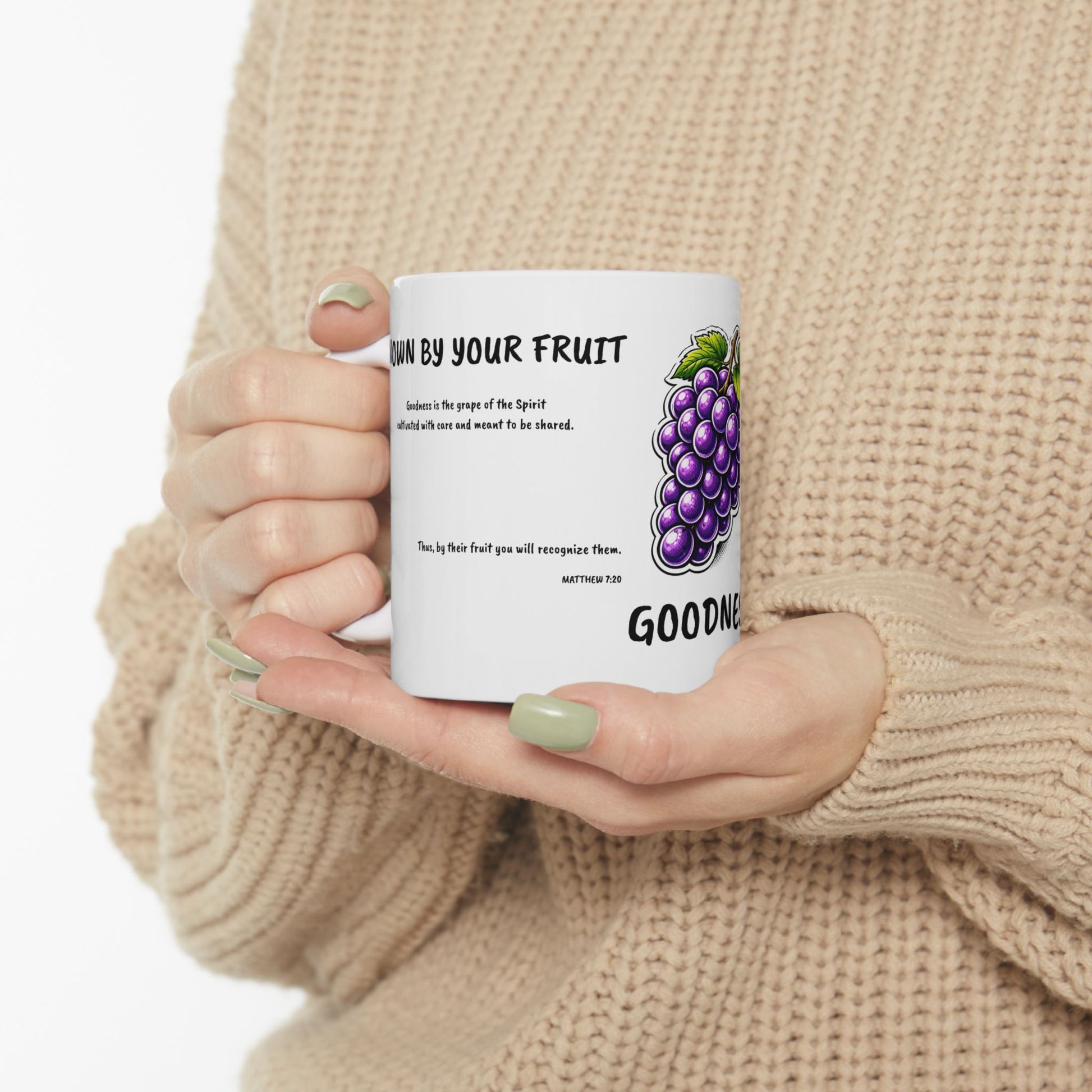 Known By My Fruit  Goodness/ Grapes Ceramic Coffee Cup (11oz/15oz)