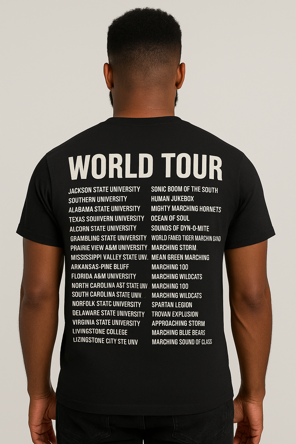 HBCU "World Tour" Marching Band Tribute Unisex T-Shirt, Casual Tee, Everyday Wear, Gift Idea, Birthday Present, Graphic Tee, Comfortable T-Shirt