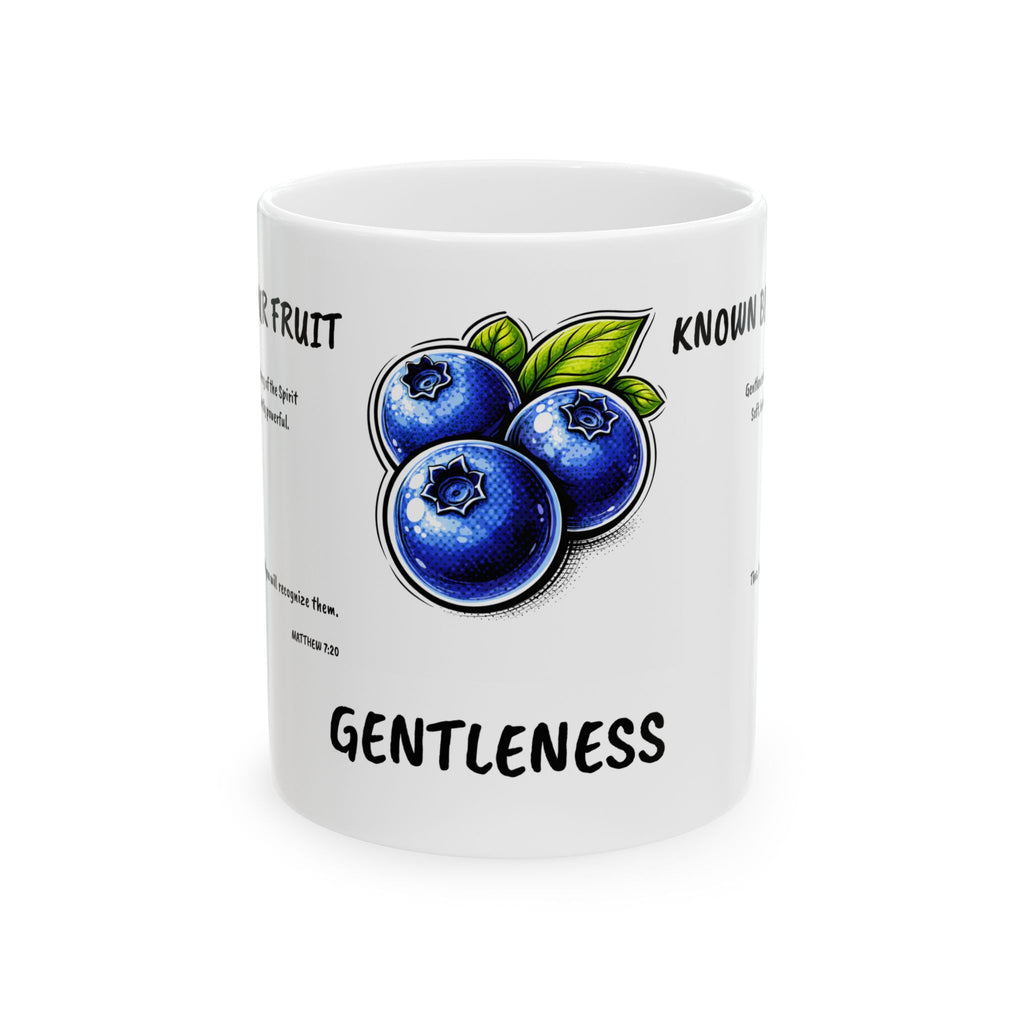 Known By My Fruit  Gentleness/ Blueberry Ceramic Coffee Cup (11oz/15oz)